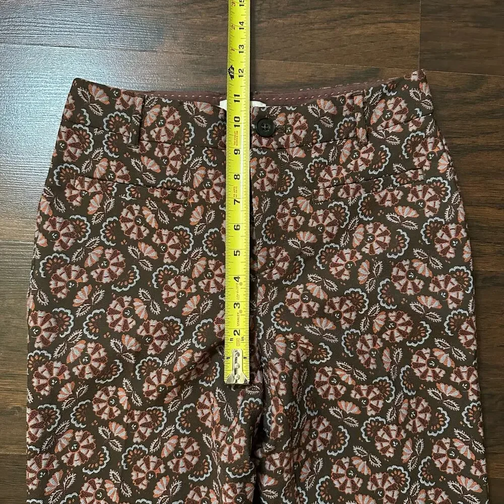 Anthropologie the essential slim brown floral print pants size 2 - Picture 12 of 14